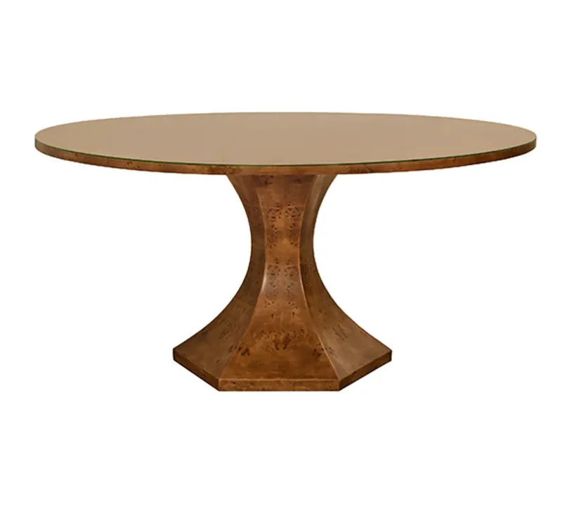 Bryce Dark Burlwood Hexagonal Base Dining Table 1