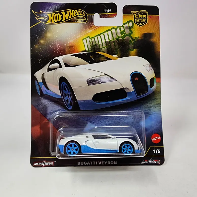 Bugatti Veyron * White/Blue * 2025 Hot Wheels Hammer Drop Car Culture Case F 1