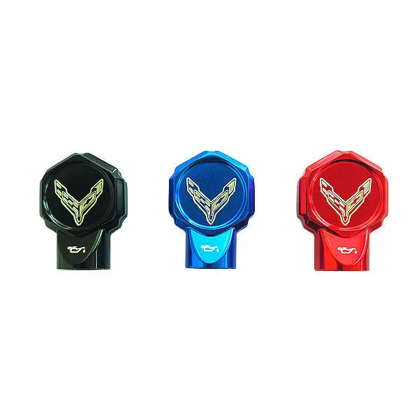 C8 Corvette Flags Billet Oil Dipstick Cover - Gm Licensed Product 1