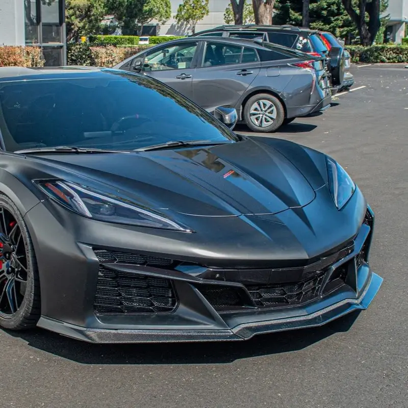 C8 Z06 Corvette Carbon Fiber Or Carbon Flash 3 Piece Front Splitter 2