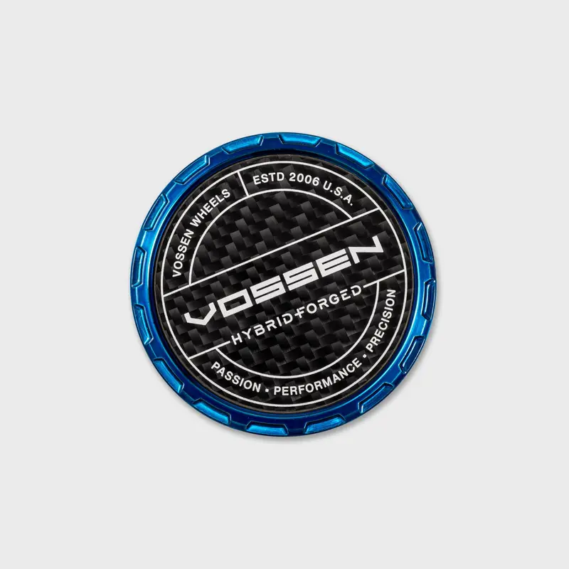 Carbon Hybrid Forged Billet Sport Cap For Vf & Hf Series Wheels (Fountain Blue) - Twill Weave Carbon 1