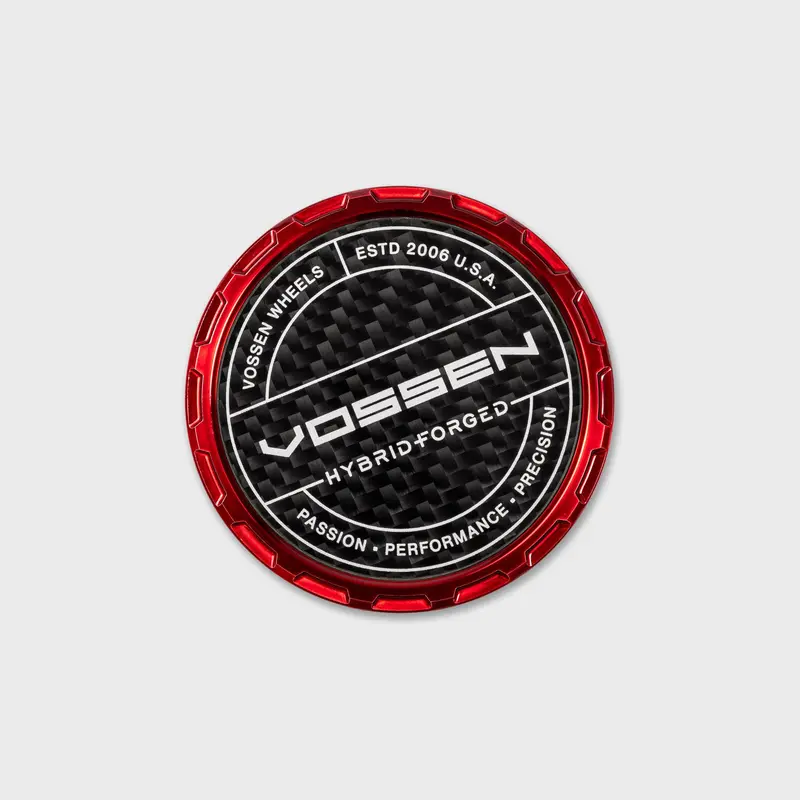 Carbon Hybrid Forged Billet Sport Cap For Vf & Hf Series Wheels (Vossen Red) - Twill Weave Carbon 1