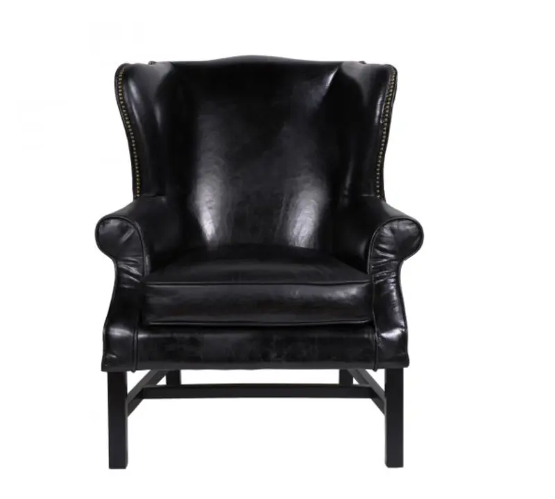 Carlisle Black Leather Wing Chair - Matthew Izzo Collection 2