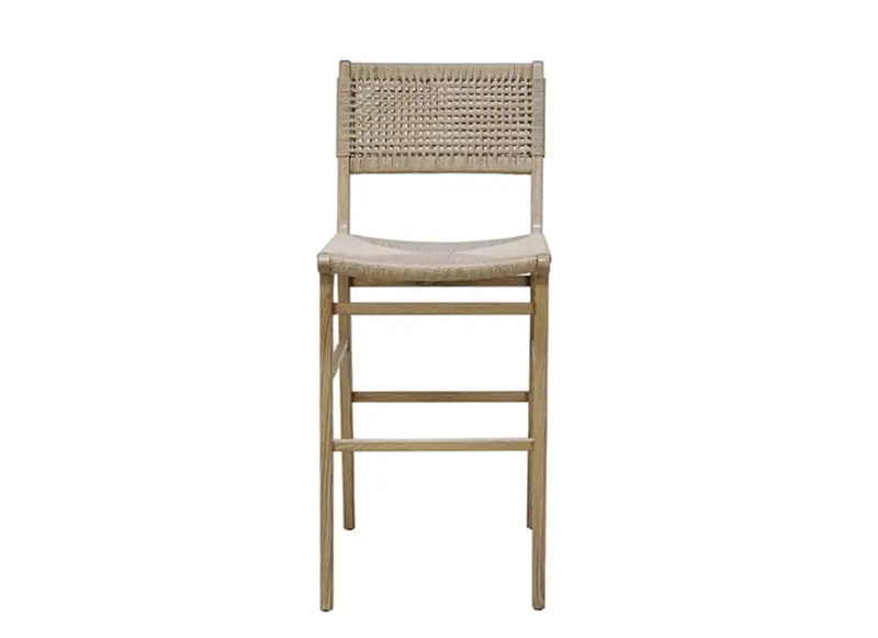 Carson Bar Stool - Cerused Oak Or Matte White Lacquer W/Rushed Seat 1