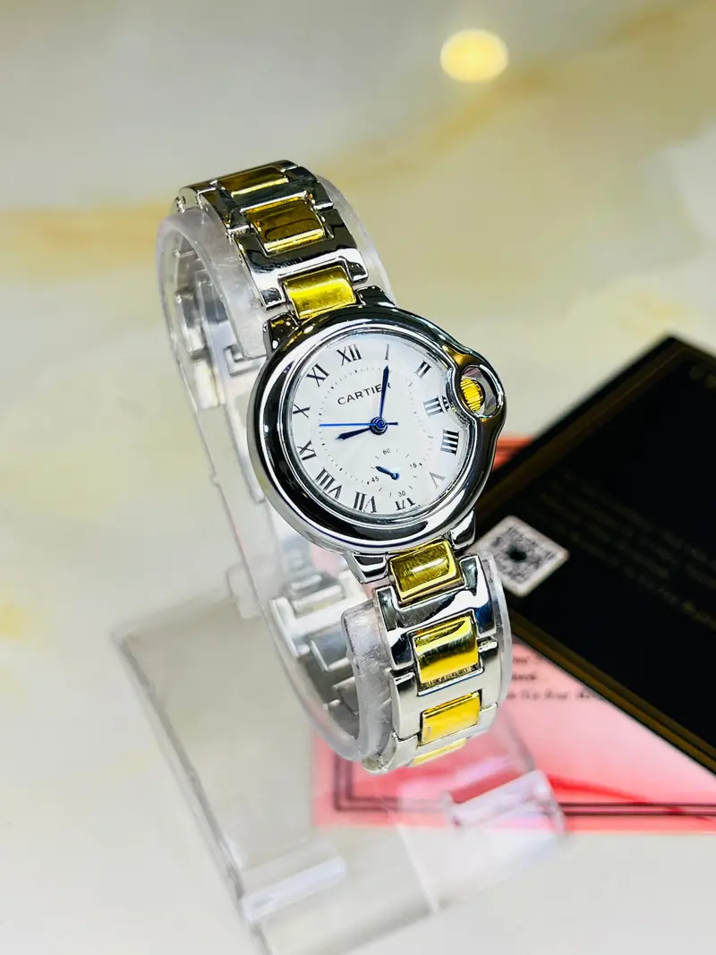 Cartier Silver Gold White Down Second Dial Watch For Her 1
