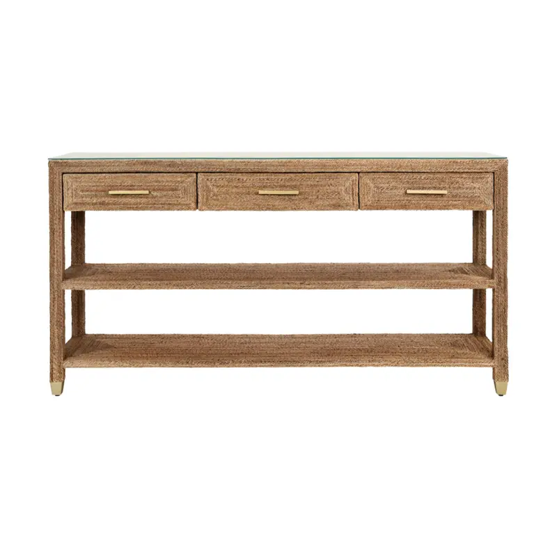 Cassie Wrapped Rope Three Drawer Console Table 1