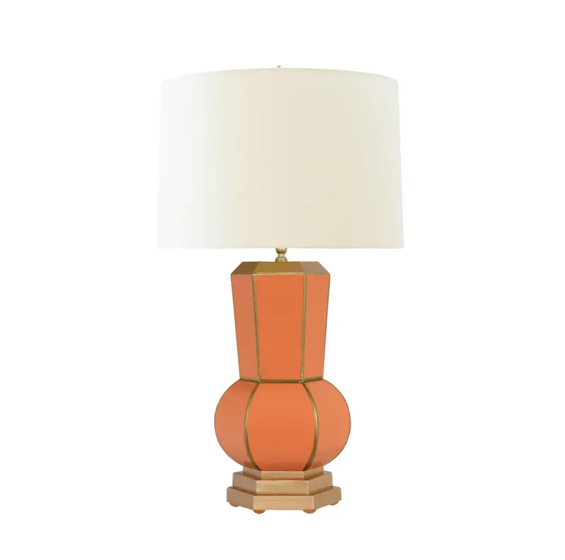 Catalina Handpainted Tole Table Lamp W/Silk Shade - Orange 1