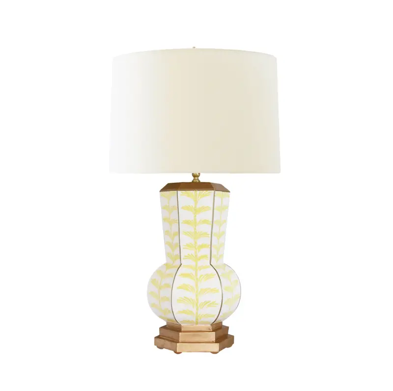 Catalina Handpainted Tole Table Lamp W/Silk Shade - Trail Yellow 1