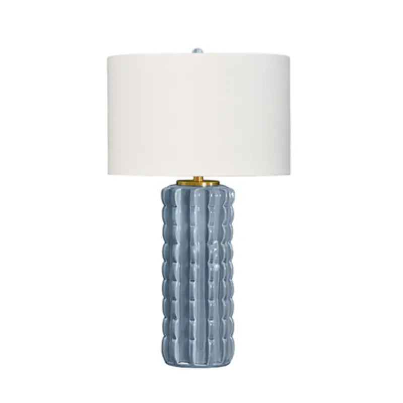 Cece Light Blue Glaze Scalloped Ceramic Table Lamp 1