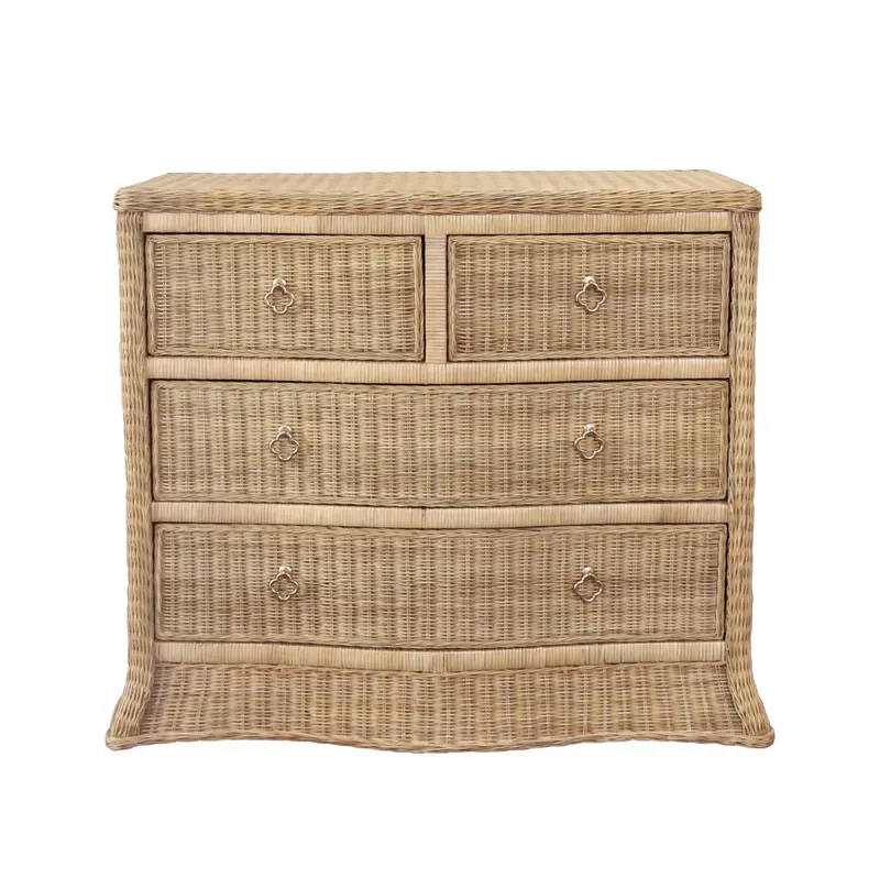 Celine Four Drawer Chest - Rattan W/Brass Knobs 1
