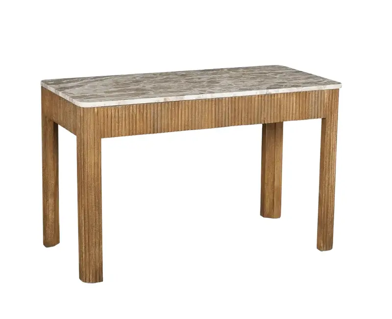 Channeled Mango Wood & Marble Top Desk - Matthew Izzo Collection 1