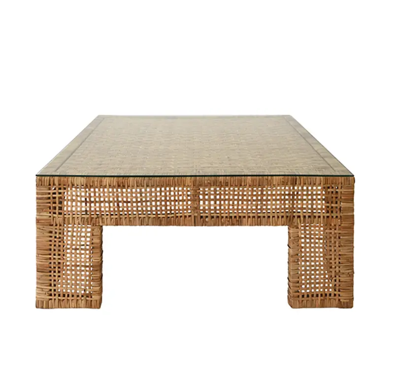 Charlie Rattan & Glass Square Coffee Table 1