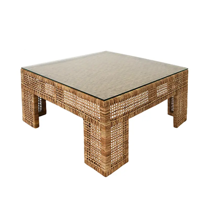Charlie Rattan & Glass Square Coffee Table 2