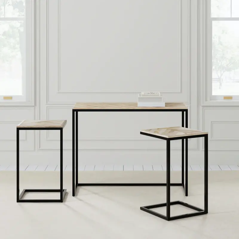 Chevron Console & Side Tables Set (3 Pieces) - Matthew Izzo Collection 1