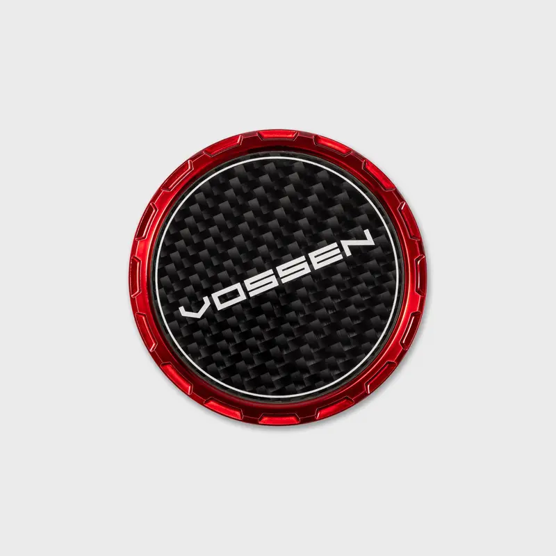 Classic Carbon Billet Sport Cap For Vf & Hf Series Wheels (Vossen Red) - Twill Weave Carbon 1