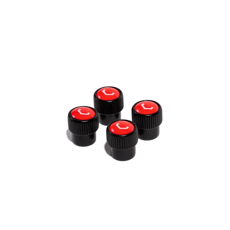 Classic V Valve Stem Cap Set (Black/Red) 1