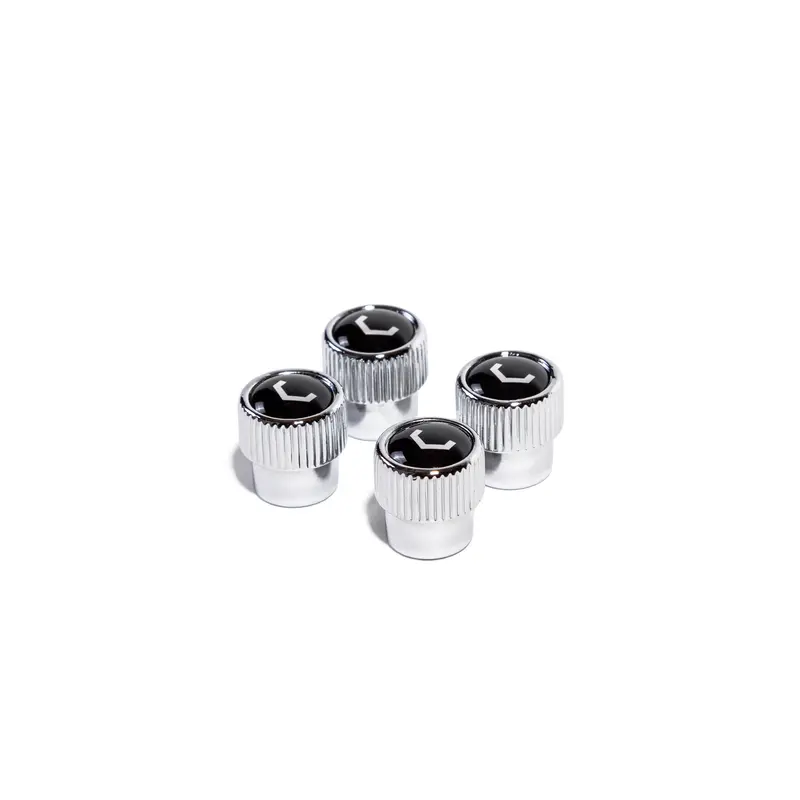 Classic V Valve Stem Cap Set (Chrome/Black) 1