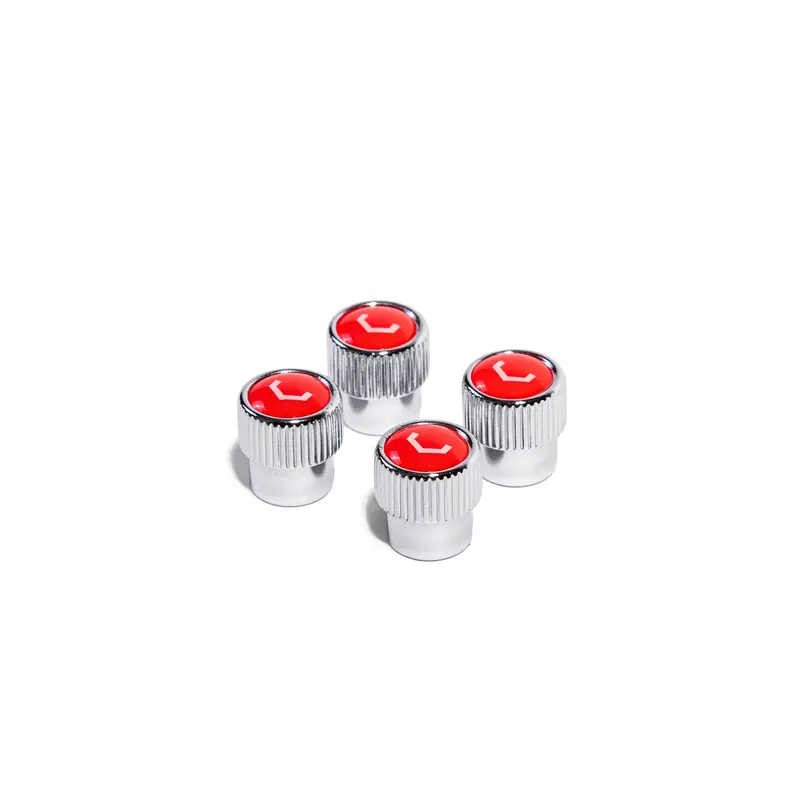 Classic V Valve Stem Cap Set (Chrome/Red) 1