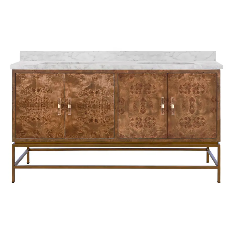 Clifford 60" Dark Burlwood Double Sink Bath Vanity 1