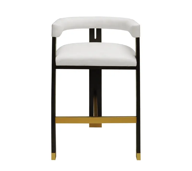 Connery Tri-Leg Barrel Back Bar Stool - Espresso Oak & White Linen 1