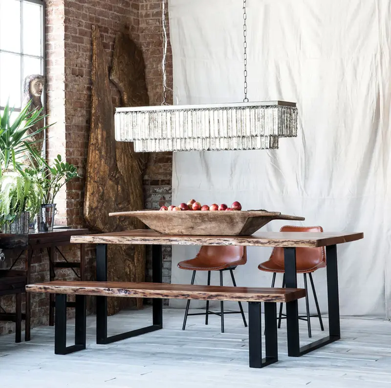 Construct Live Edge Reclaimed Wood & Metal 72" Bench - Matthew Izzo Collection 1