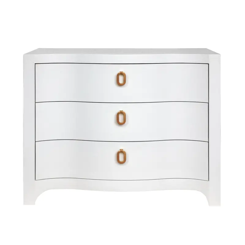 Cora White Textured Linen Three Drawer Chest 1