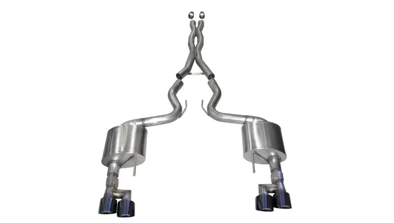 Corsa 18-19 Ford Mustang 5.0L V8 3In Xtreme Cat-Back Dual Rear Exit W/ 4In Black Pvd Pro-Series Tips 1