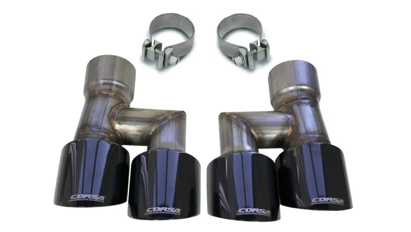 Corsa 18-19 Ford Mustang Eco 2.3L Twin 4In Black Pvd Pro-Series Tip Kit (Clamps Included) 1