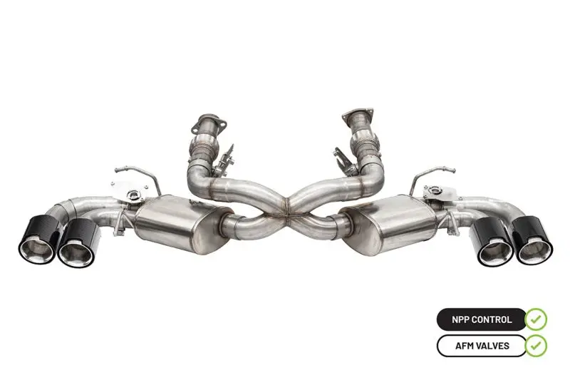 Corsa 20-23 Chevrolet Corvette C8 Rwd 3In Valved Cat-Back W/ 4.5In Carbon Fiber Polished Tips 1