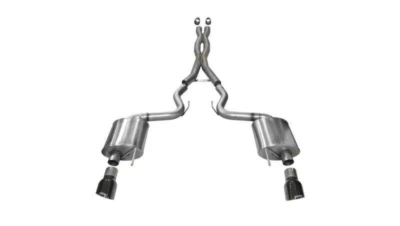 Corsa 2015-2017 Ford Mustang Gt 5.0 3In Cat Back Exhaust Black Dual Tips (Sport) 1