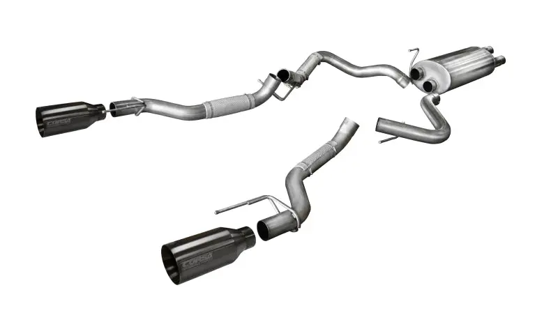 Corsa 2017 Ford F-150 Raptor 3.5L Sport Cat-Back Dual Rear Exit W/ 5In Gunmetal Tip 1