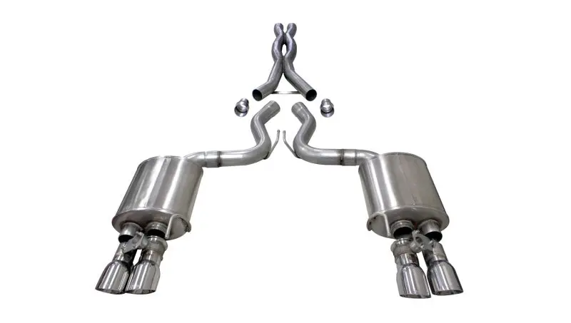 Corsa 2018+ Ford Mustang Gt Fastback 5.0L 3In Cat-Back System Dual Rear Exit W/ 4In Polished Tips 2