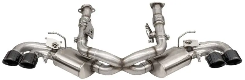 Corsa 2020 Corvette C8 3In Valved Cat-Back 4.5In Blk Quad Tips Fits Factory Perf Exhaust Deletes Afm 1
