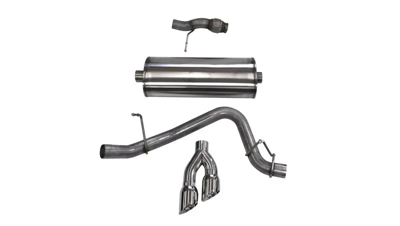 Corsa Cat Back Exhaust, Sport, 3In, Single Side Twin Polished 4In Tips, 2015 Chevy Tahoe/Gmc Yukon 1