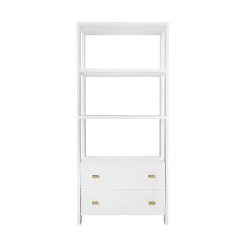 Davie Fluted Two Drawer Etagere - Matte White 1
