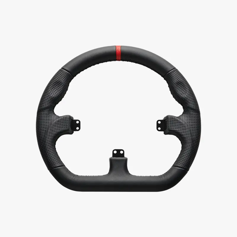 D型 ブラック レザー ステアリング Closed D Black Leather Rim 1