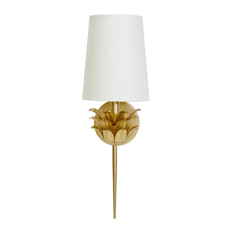 Delilah Wall Sconce W/Linen Shade - Gold Or Silver Leaf 1