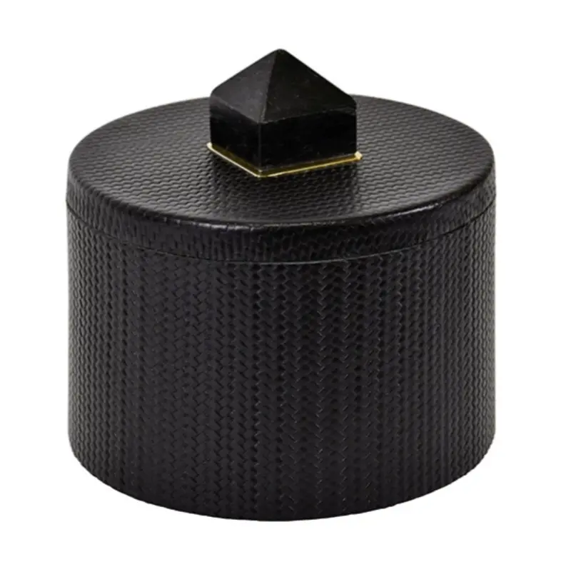 Denver Black Round Faux Leather Container 1