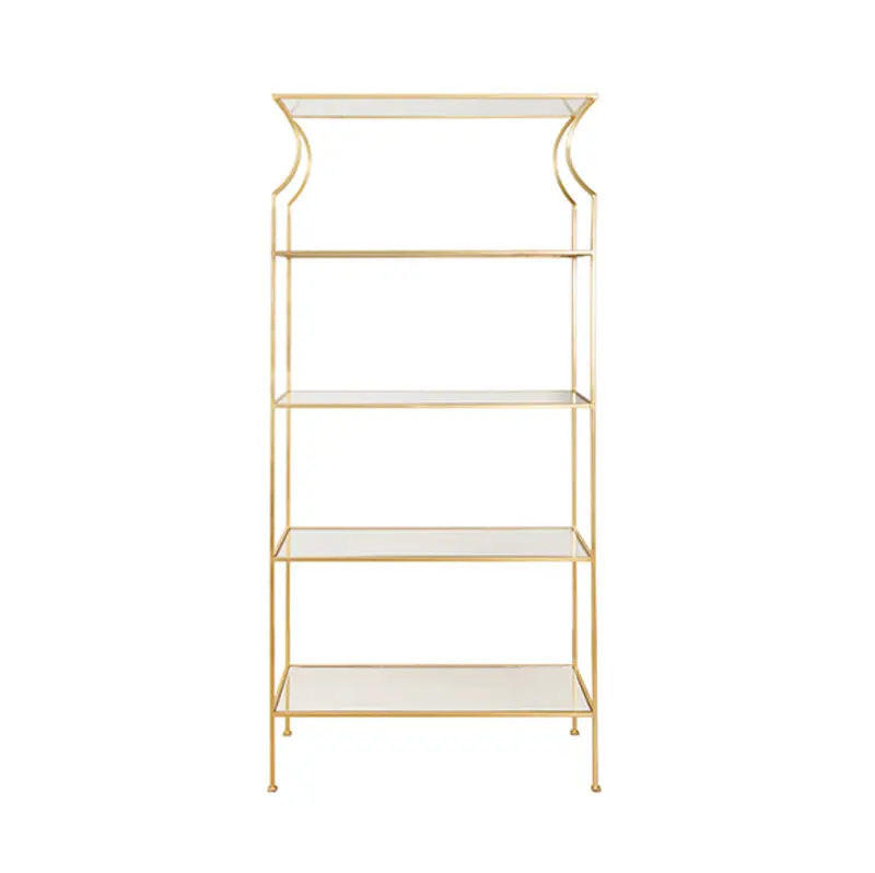 Dorothy Gold Leaf Etagère W/Glass Shelves 1