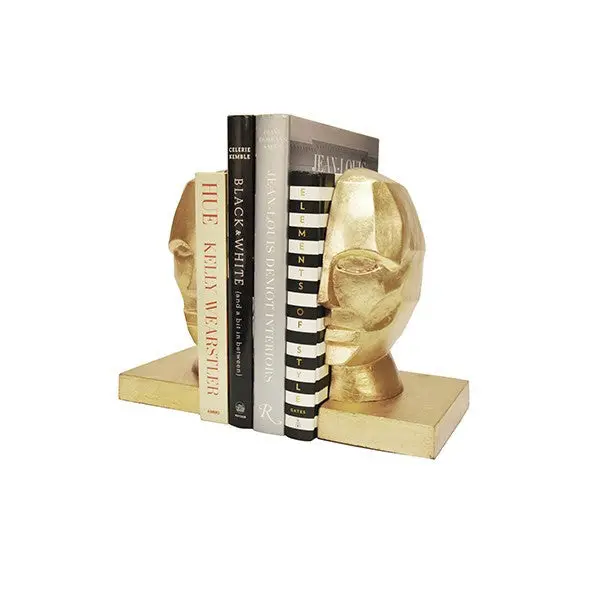 Edmund Divided Face Bookends - Gold Or Silver Leaf 1