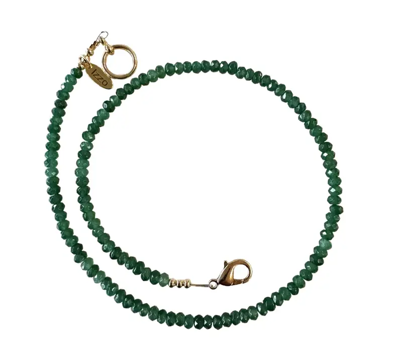 Emerald Quartz Faceted Stacking Necklace With Gold Tone Clasp - Designed By Matthew Izzo 1
