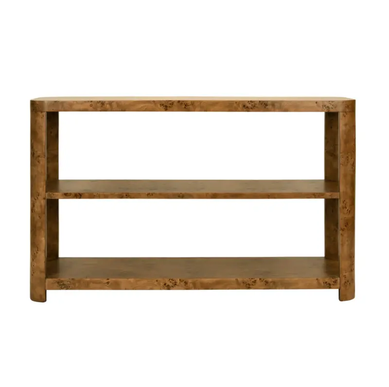 Emery Dark Burlwood Three Tier Console Table 1
