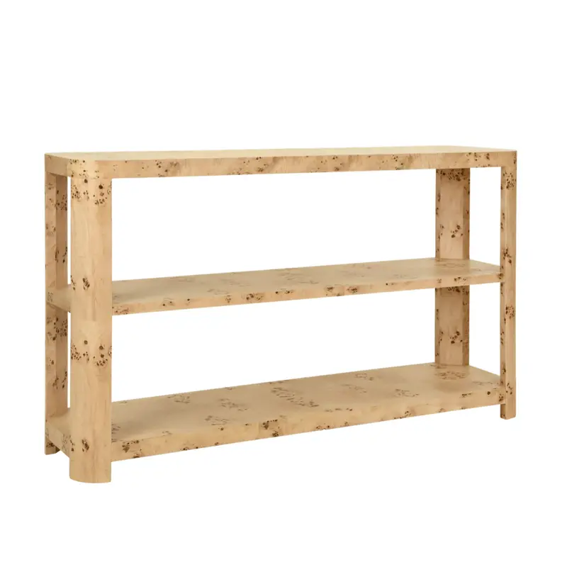 Emery Light Burlwood Three Tier Console Table 2