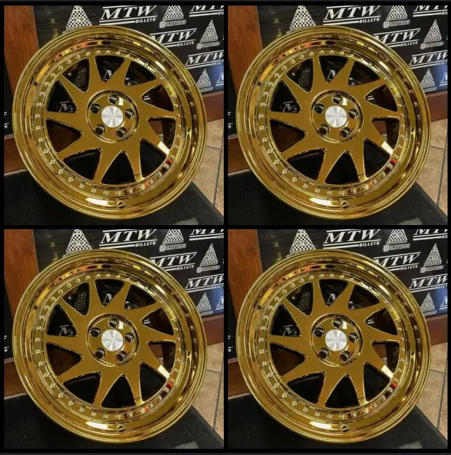 Esr Sr09 18X8.5 5X100 Et30 Cb 73.1 +Vacuum Gold Set Of 4 Wheels 1