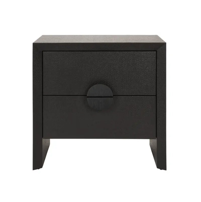 Ezra Black Grasscloth Side Table 1