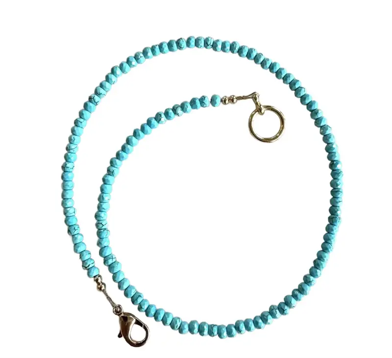 Faceted Turquoise Stacking Necklace With Gold Tone Clasp - Designed By Matthew Izzo 1