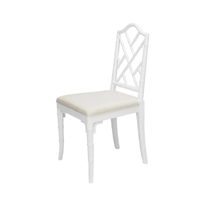 Fairfield Chippendale Side Dining Chair W/Linen Seat - White Lacquer Or Natural Cerused Oak 2
