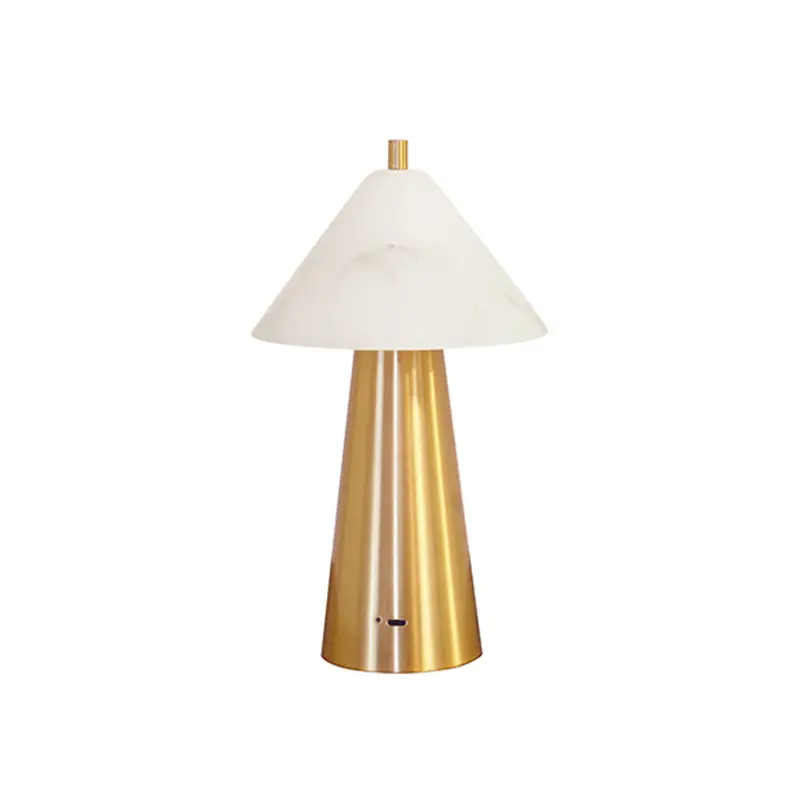 Farley Modern Rechargeable Mini Table Lamp - Brass & Faux Alabaster 1