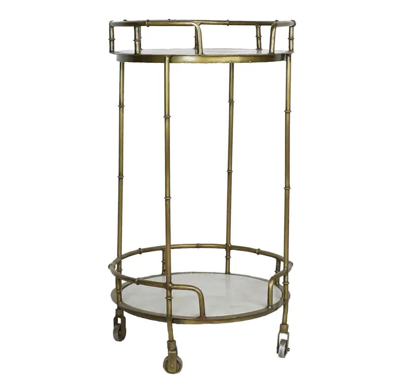 Faux Bamboo Brass & Marble Bar Cart - Matthew Izzo Collection 1