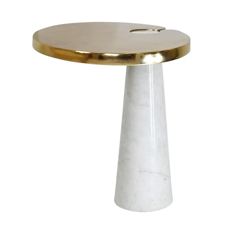 Fontaine Oval Brass & Marble Side Table 1